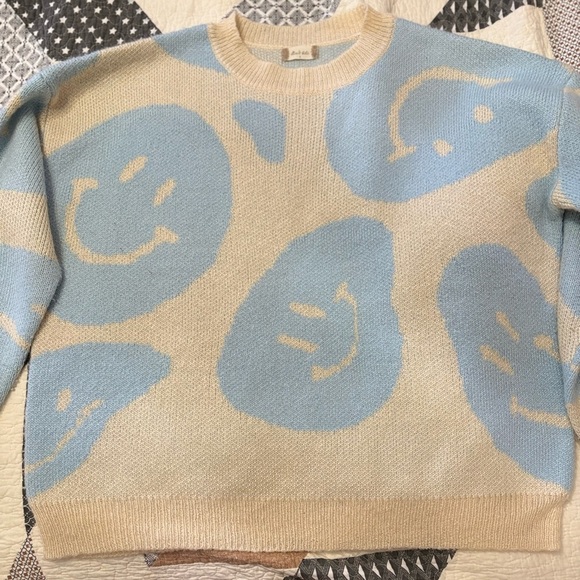 Altar'd State Sweaters - Oversize blue smiley sweater